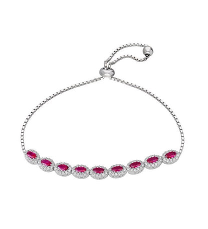 Elegant Oval-Cut Pink Gem Bracelet For Women